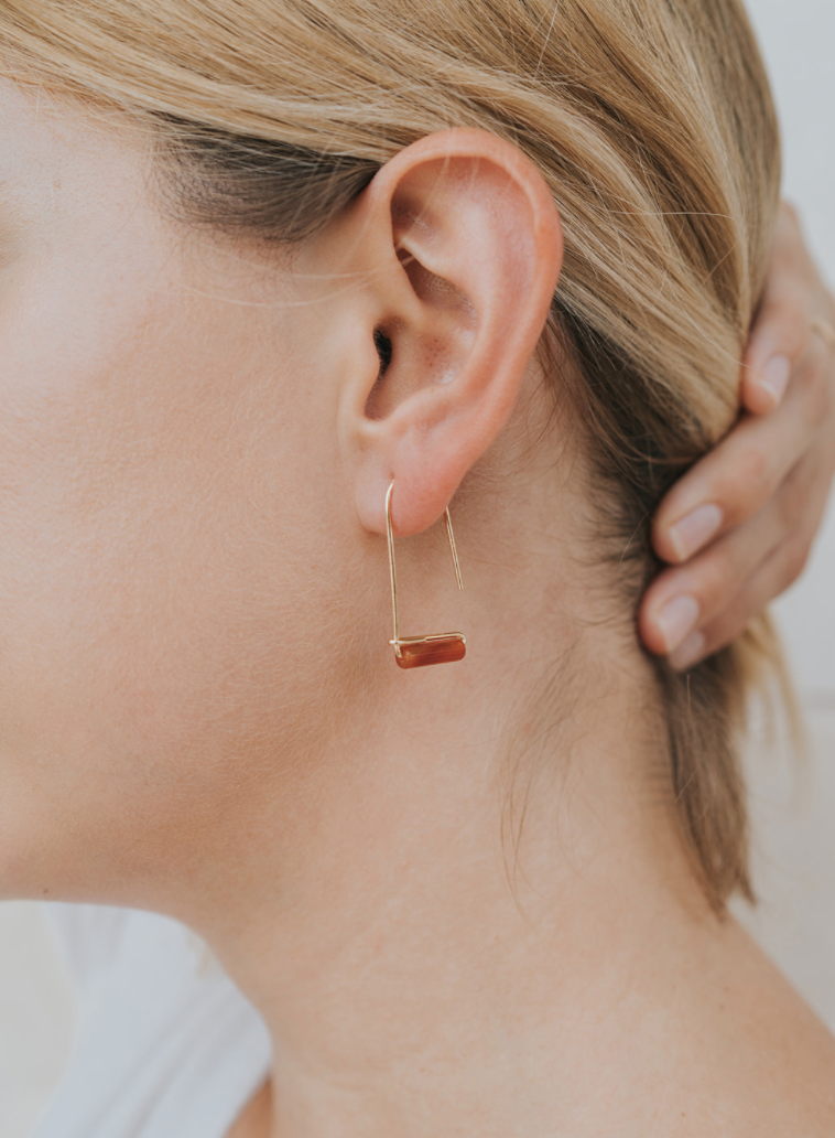 Carnelian Agate Gem Drop Earrings