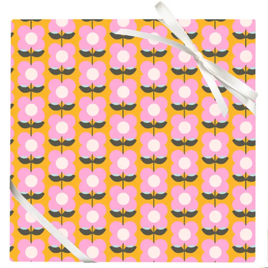 Retro Flowers Wrapping Paper Sheets