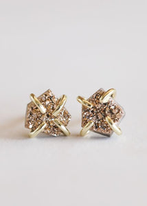 Rose Gold Druzy Prong Stud Earrings
