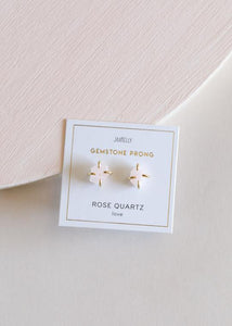 Rose Quartz Prong Stud Earrings