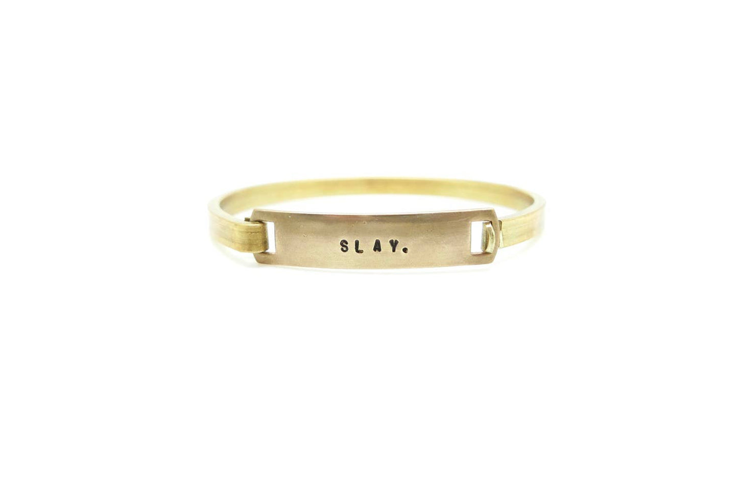 Slay Hand Stamped Brass Cuff