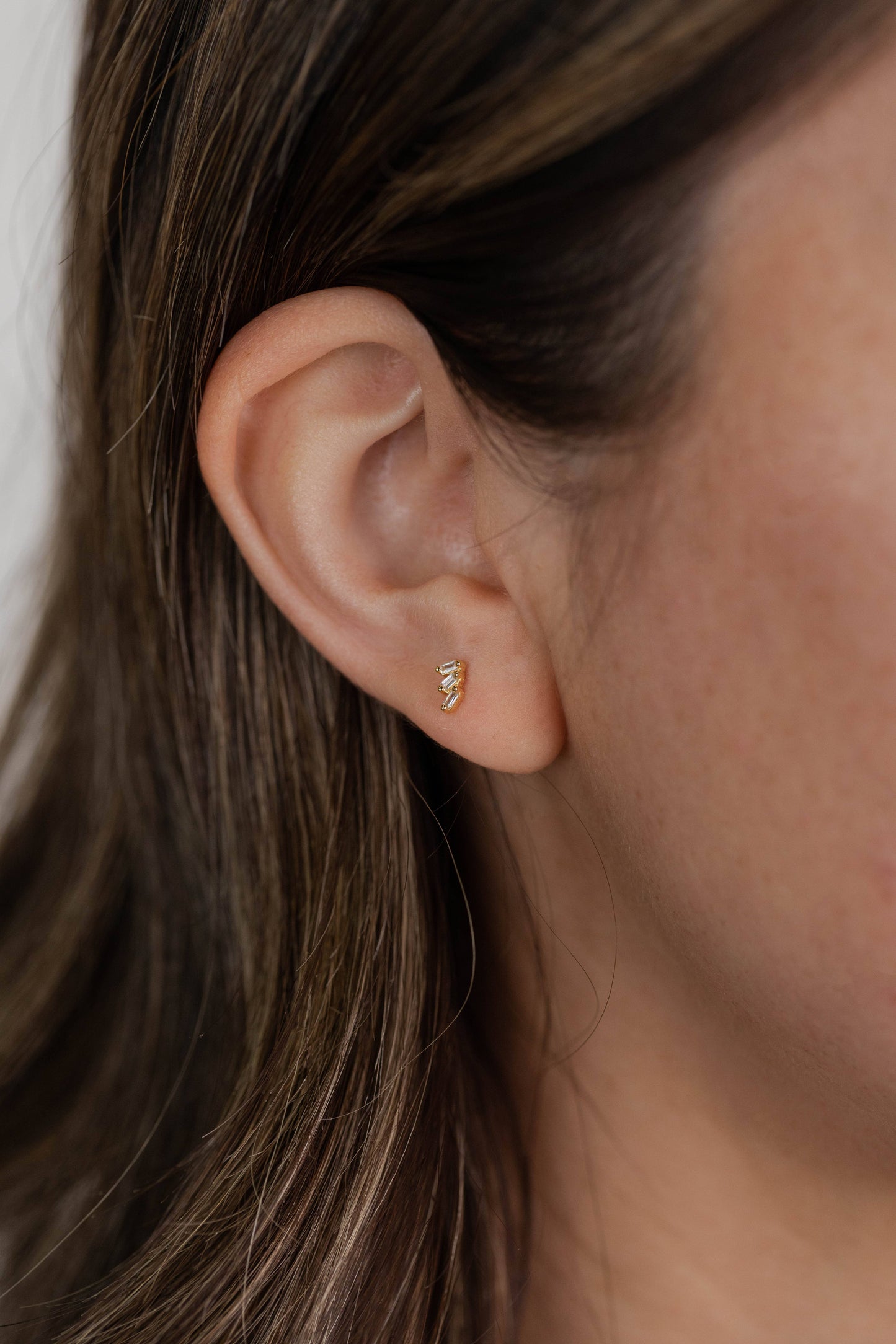 Offset Trio Stack Stud Earrings