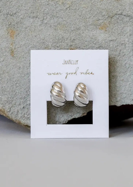 Silver Swirl Hoop Earrings