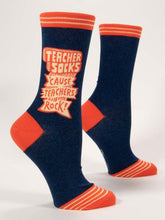 Load image into Gallery viewer, Teacher Socks Cause Teachers Rock Crew Socks