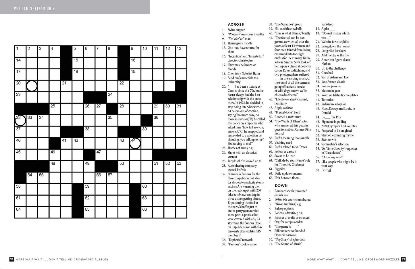 More Wait Wait ... Don't Tell Me  Crossword Puzzles