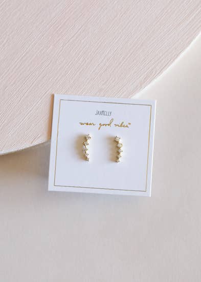 White Crawler Stud Earrings