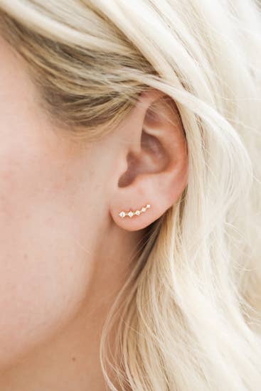 White Crawler Stud Earrings