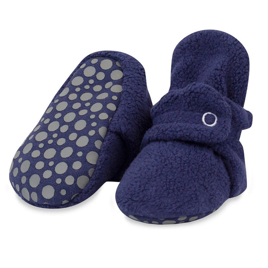 True Navy Cozie Fleece Gripper Bootie